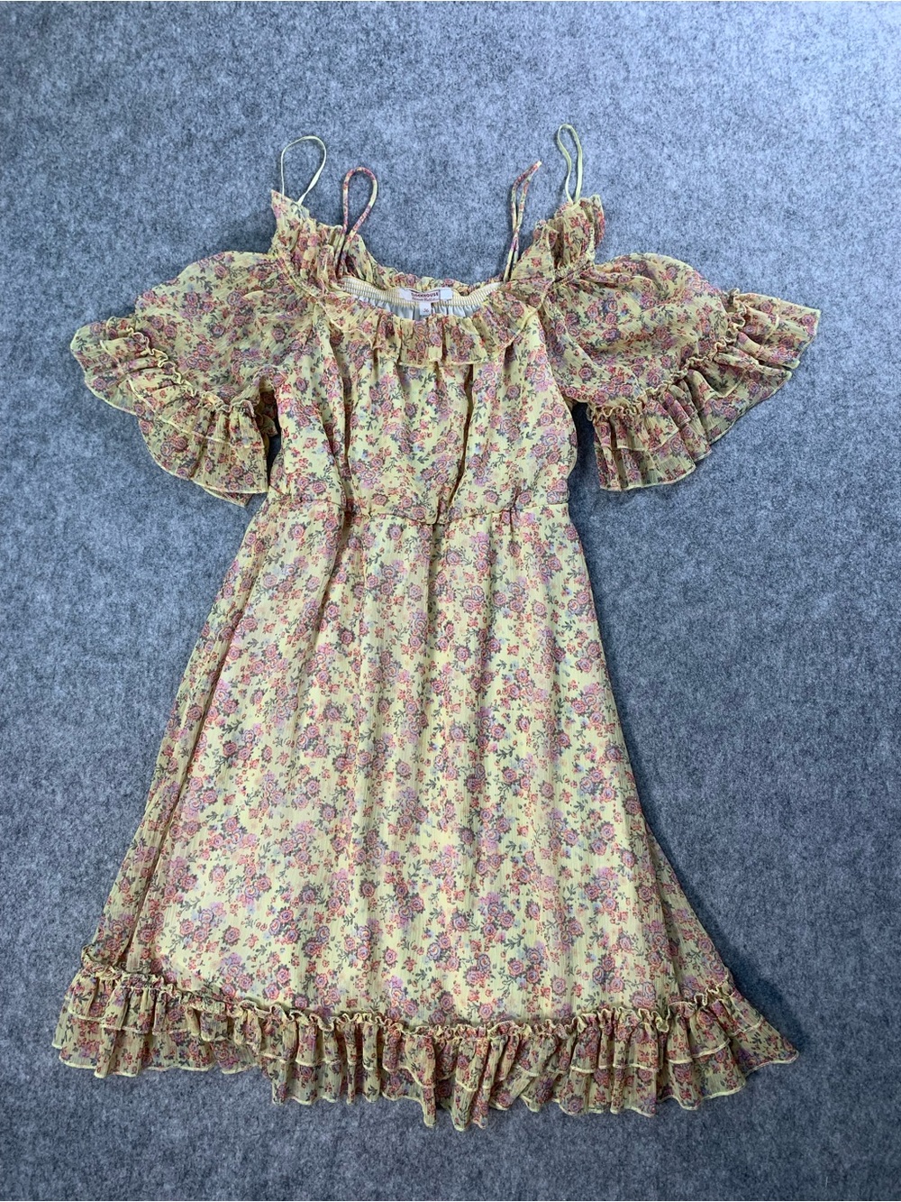 ClockHouse ' Yellow Floral Ruffle Off-Shoulder Dress